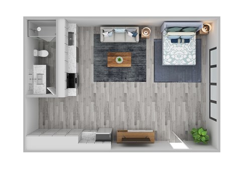 Floor plan for studio, 1 bath, 425 sqft